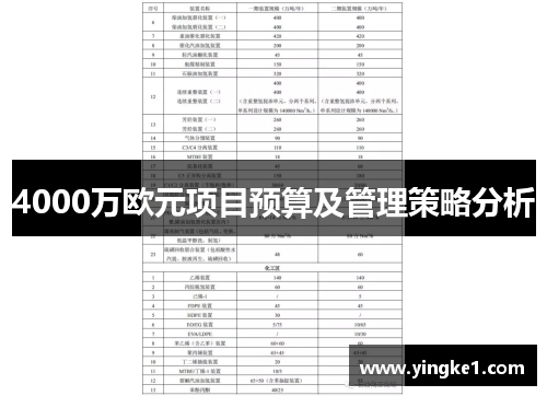 4000万欧元项目预算及管理策略分析